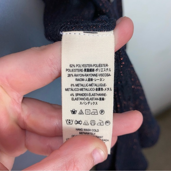 We The Free navy blue metallic button up light weight cardigan - Picture 6 of 10